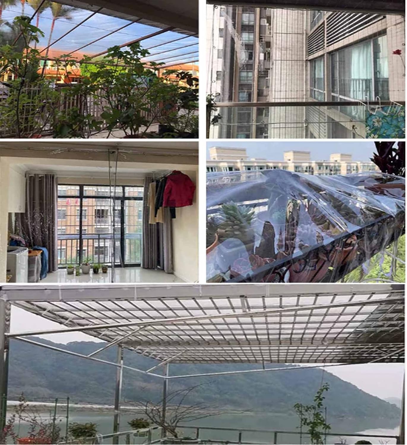 Heavy Duty Waterproof PVC Transparent Tarpaulin Cover 0.35mm Clear Awning Canopy Patio Tent Enclosure 1x3m W1231