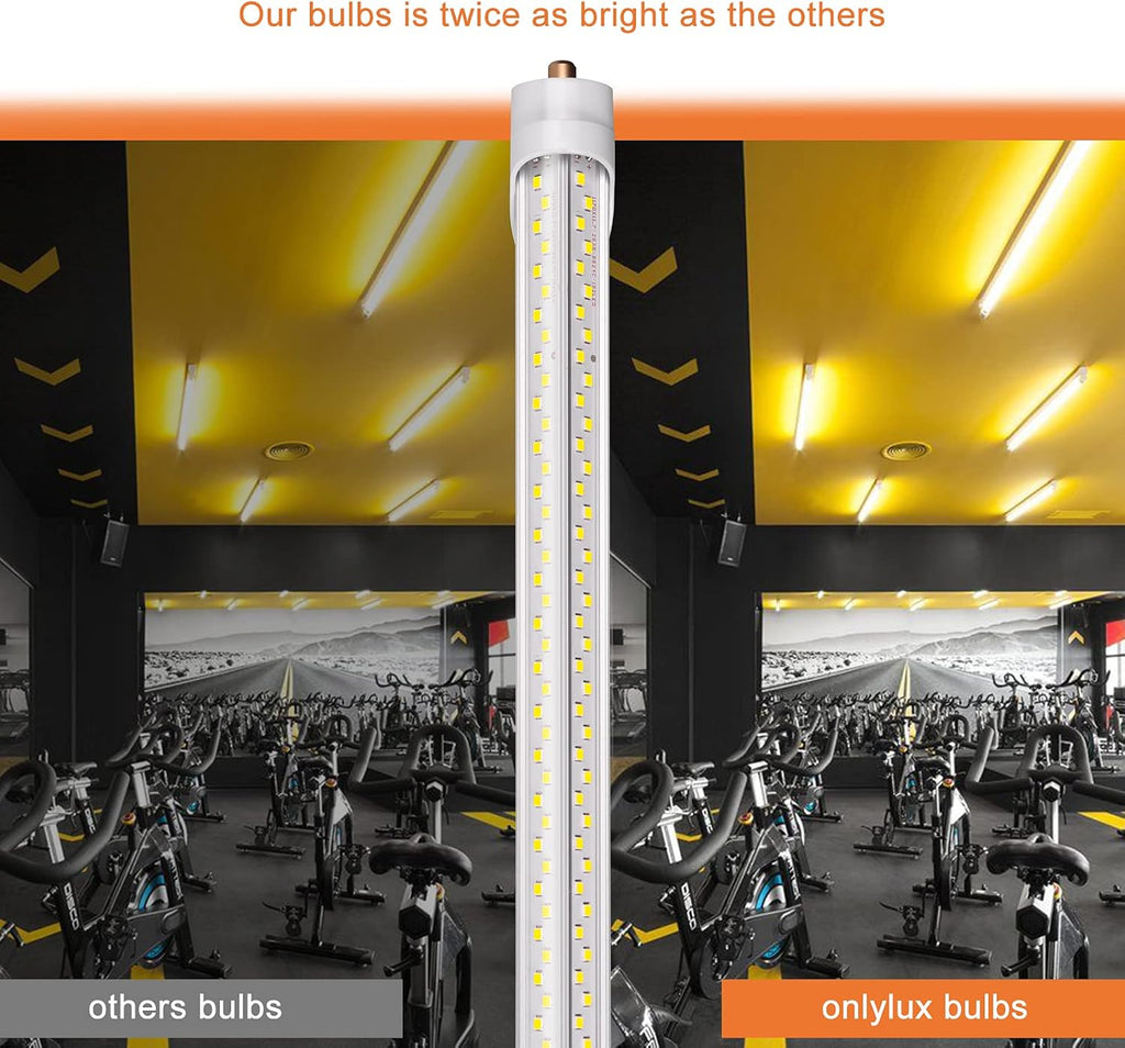 8ft LED Bulbs 90W 5000K T8 T10 T12 Fluorescent Replacement, FA8 Single Pin V Shaped Tube Light, 8 Pack B3429
