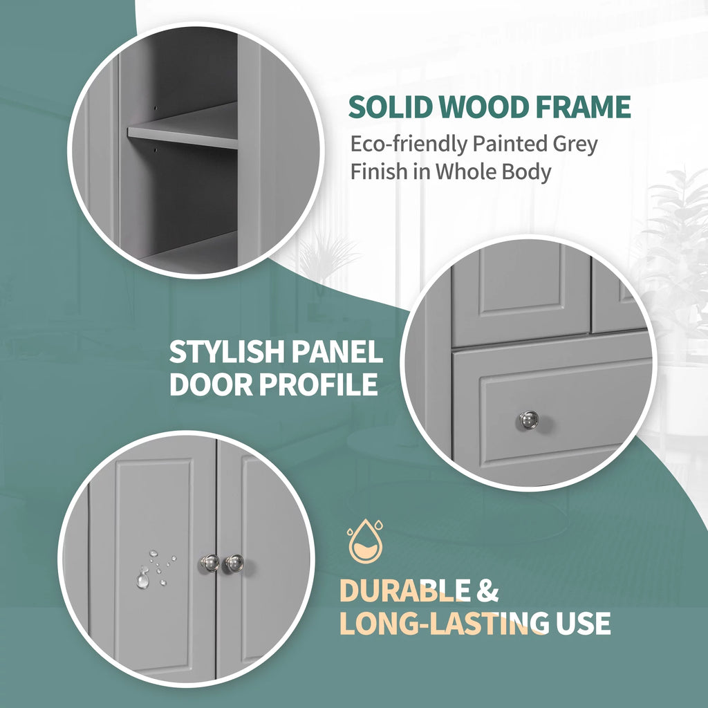 30" Bathroom Vanity Base Only, Solid Wood Frame, Grey P522