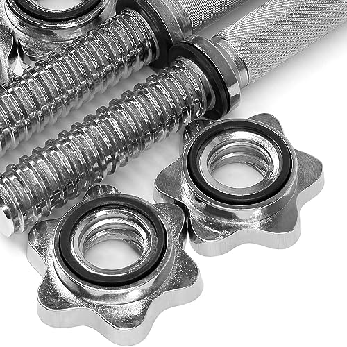 Yes4All Threaded Dumbbell Handles with Rubber Grip, Fit 1" Plates U8415