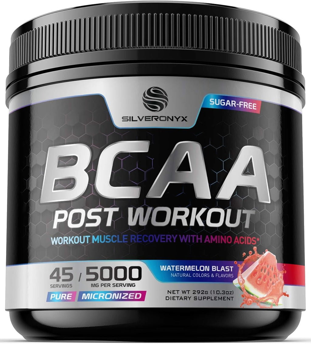 Amino Muscle Recovery Powder with BCAAs - After Workout Recovery Drink for Women & Men - BCAA Branched Chain Amino Acids - Pre Workout Sport Energy Mix - Keto, Caffeine Free, Watermelon - 45 Servings