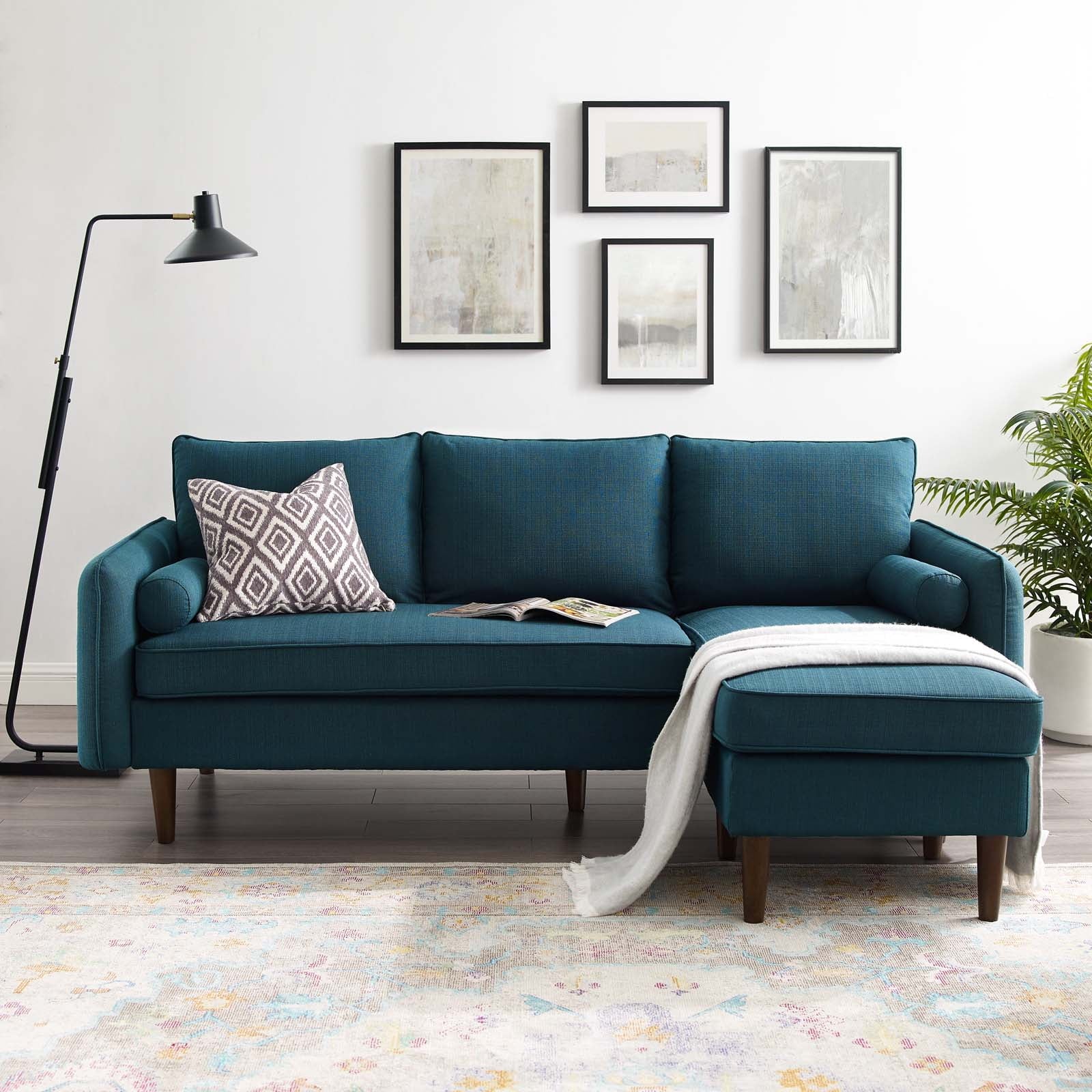 Navy Blue Fabric Sectional Sofa Set C37521