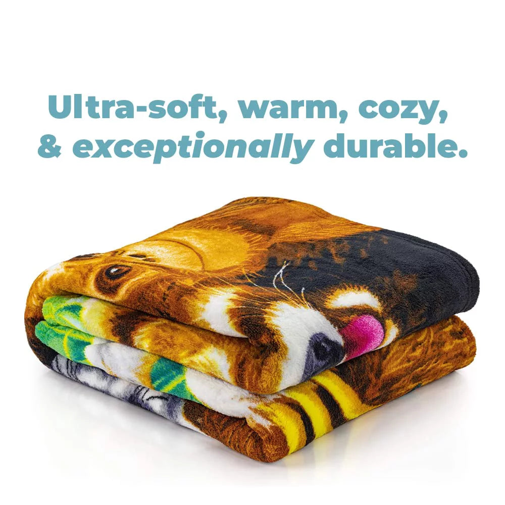 Dawhud Direct Zoo Animals Super Soft Plush Fleece Throw Blanket A21065