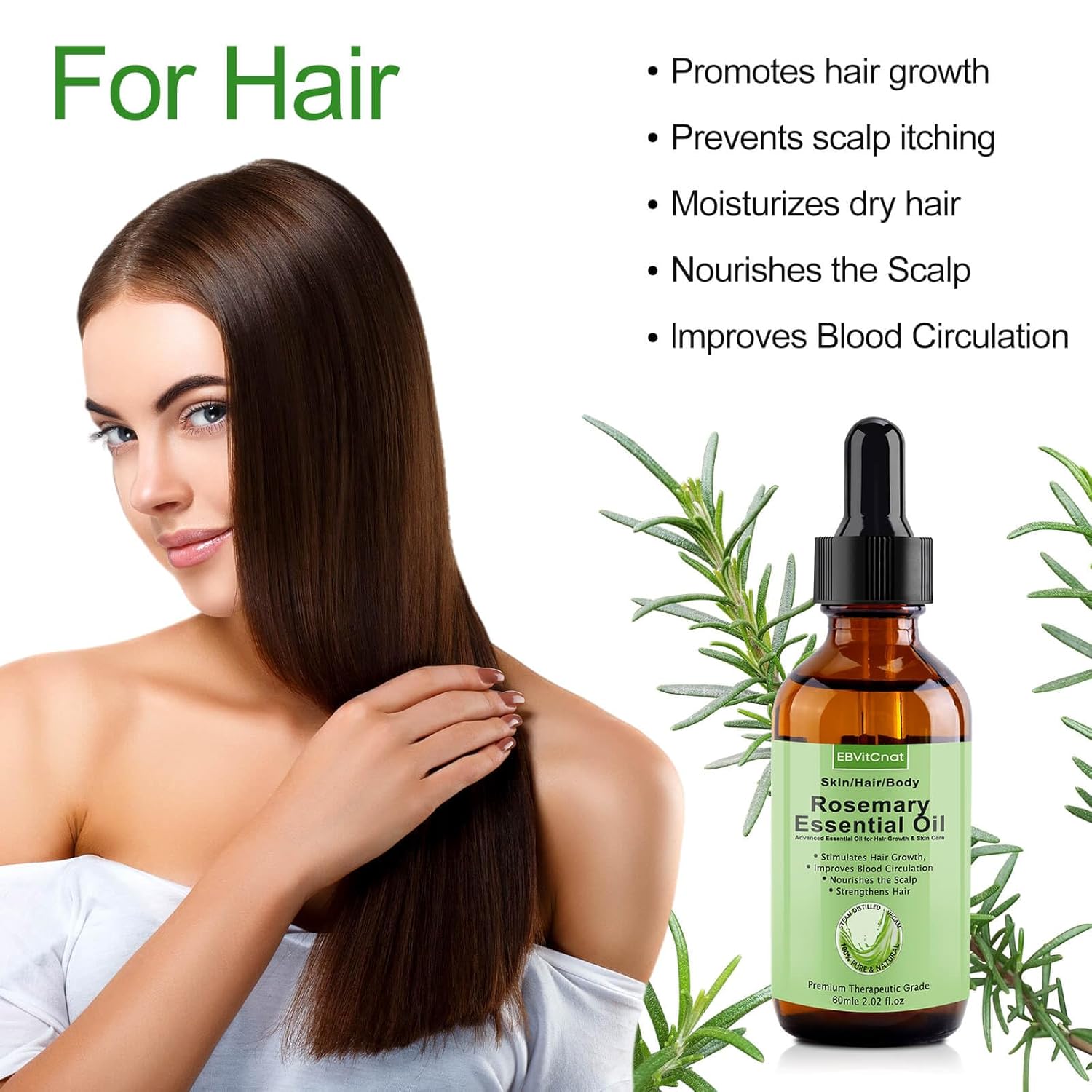 Rosemary Essential Oil for Hair Growth, Pure Organic for Scalp & Eyebrow T960766