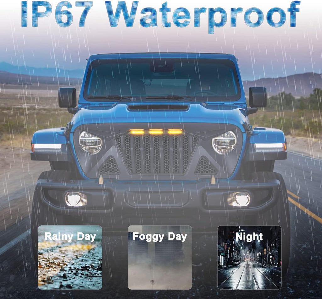 Front Grille with Amber LED Lights for Jeep Wrangler JL & Gladiator JT W755173