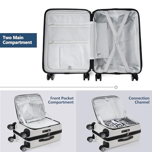 Carry-On Luggage 20 Inch Front Open Hardside Suitcase with TSA Lock and USB Port R4133