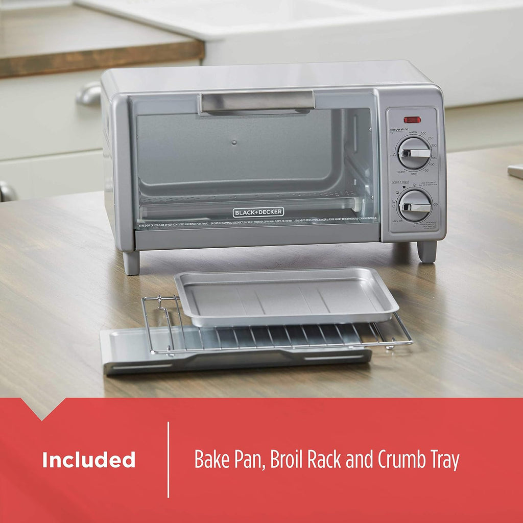 BLACK+DECKER TO1705SG 4-Slice Toaster Oven, Stainless Steel L5950