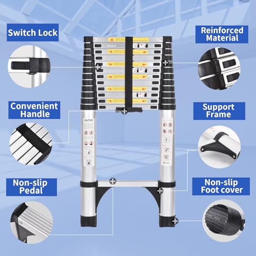 Telescoping Ladder 16.5 FT Aluminum with Triangle Stabilizers G1368