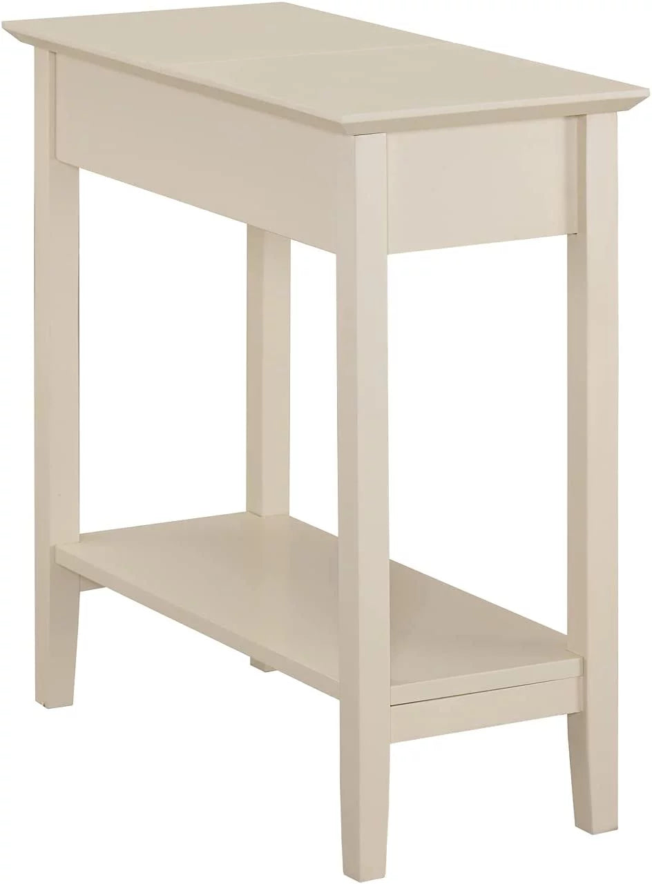 Flip Top Narrow End Table with Storage, Cream G920