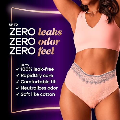 Always Discreet Boutique Incontinence Postpartum Underwear for Women, Maximum Protection, L, Rosy, 44 Count Q83216