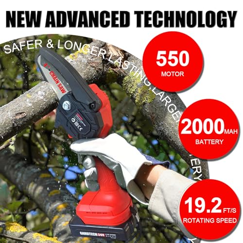 Gardtech Mini Chainsaw 6 Inch Cordless Portable Electric Chain Saw with 2 Batteries G989