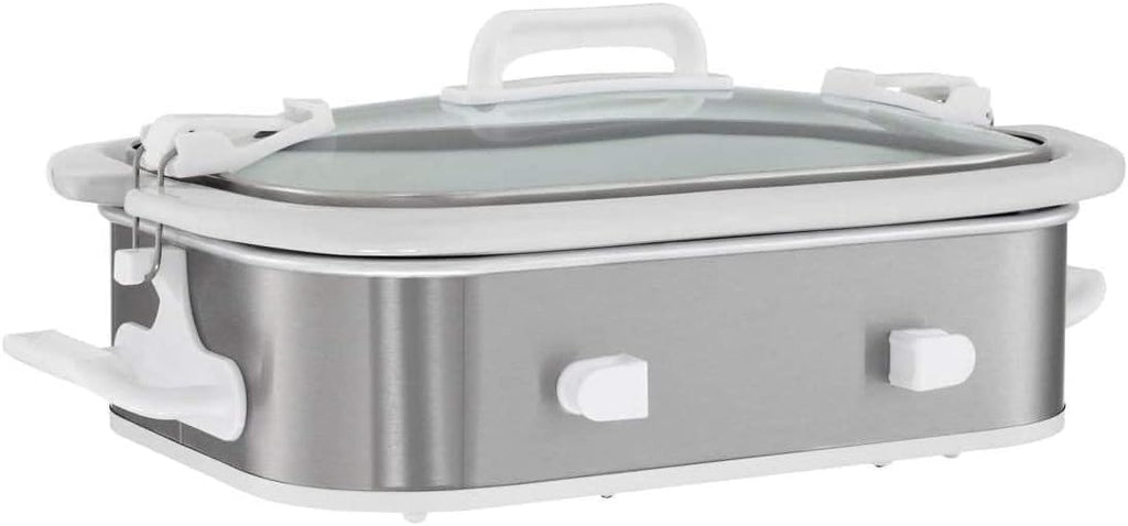 Crock-Pot SCCPCCM355SS 3.5 Quart Rectangular Casserole Slow Cooker with Locking Lid, Stainless Steel O355499