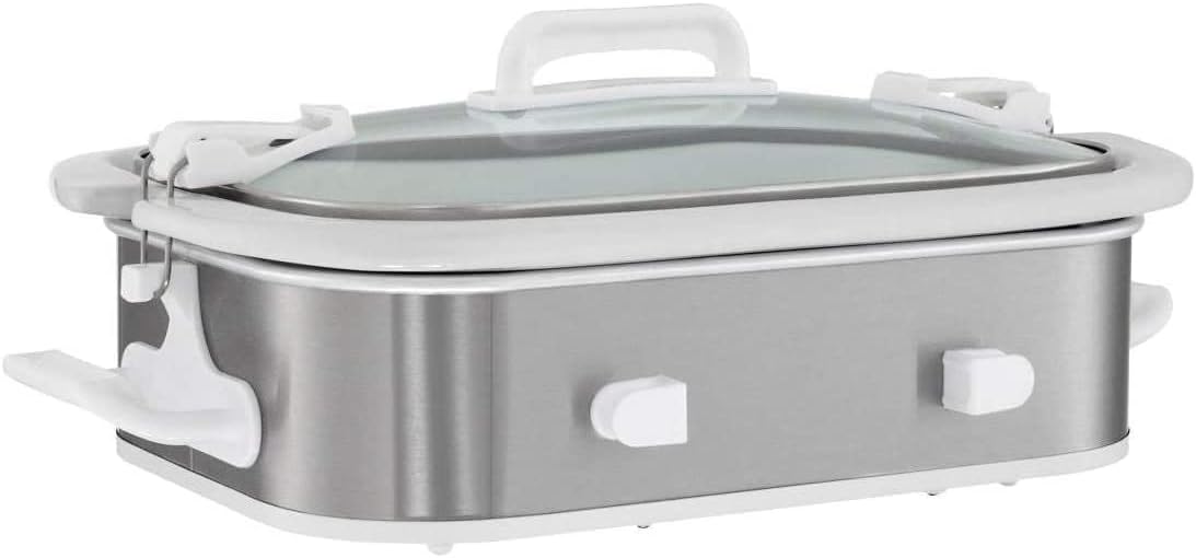 Crock-Pot SCCPCCM355SS 3.5 Quart Rectangular Casserole Slow Cooker with Locking Lid, Stainless Steel O355499