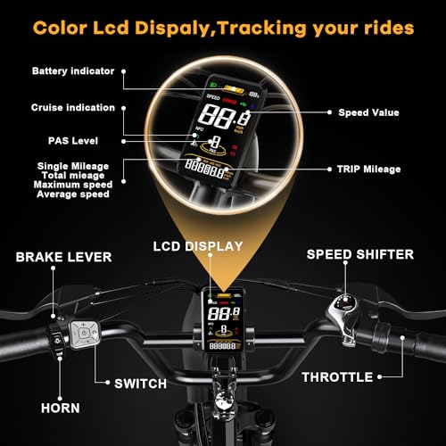 Electric Bike for Adults 1500W 48V 18Ah Removable Battery 20" Fat Tire 7-Speed H481