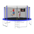 12FT 14FT 15FT 16FT Trampoline for Adults & Kids with Basketball Hoop, Outdoor Trampolines with Ladder and Safety Enclosure Net for Kids and Adults