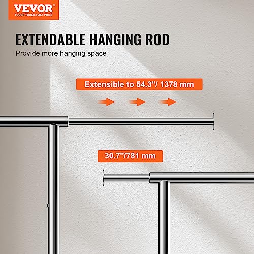 VEVOR Heavy Duty Clothes Rack, Double Hanging Rod, Adjustable Height, 600 lbs Capacity P7800