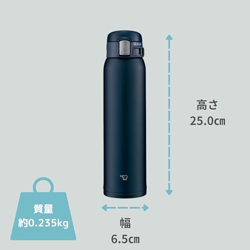 Zojirushi Stainless Steel One-Touch Water Bottle 600ml Navy Y7230