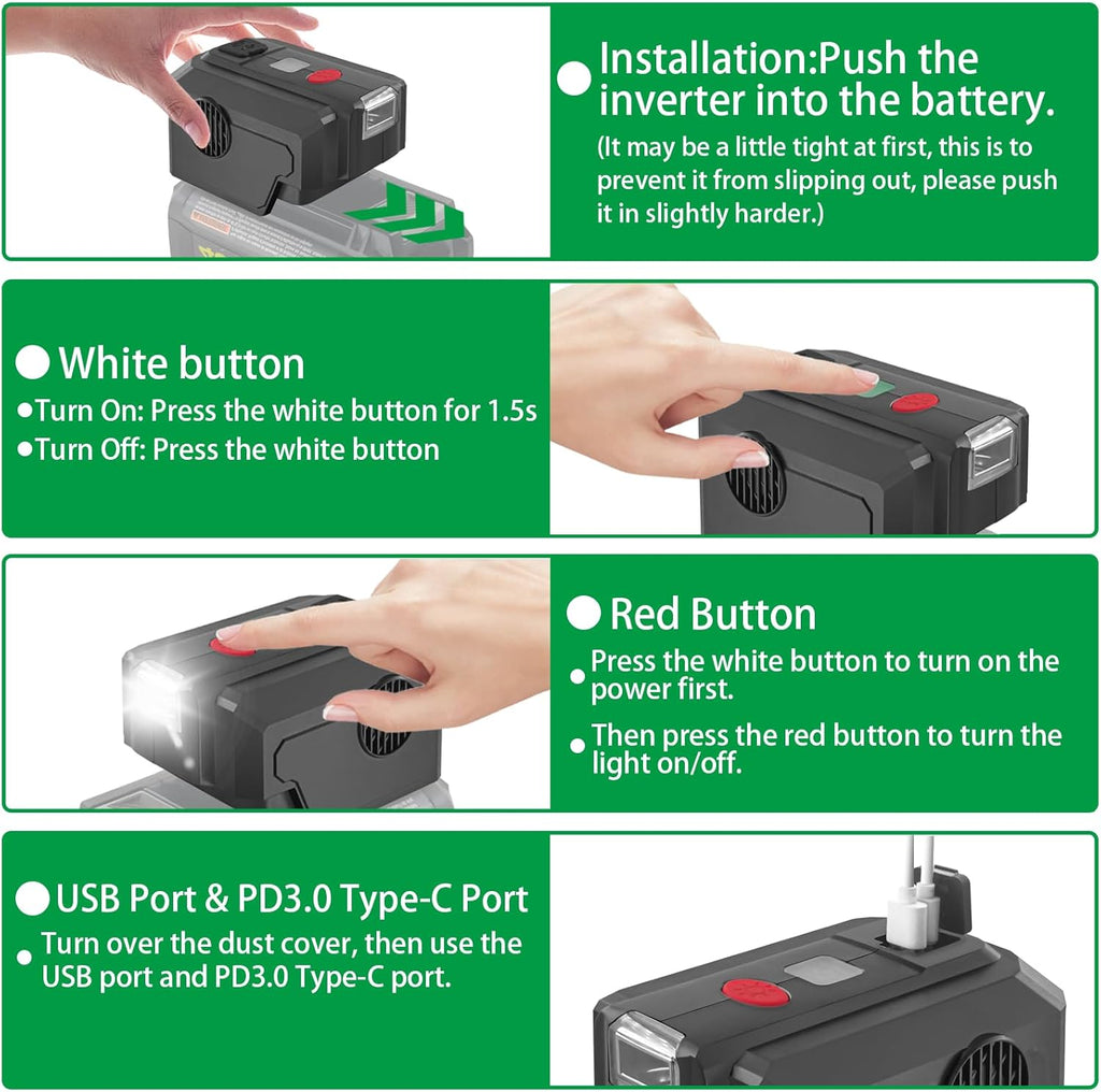 Ryobi 40V Battery Power Inverter 200W DC to AC 110V with USB & Type C U553
