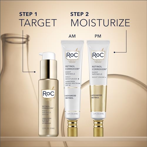 RoC Retinol Correxion Deep Wrinkle Night Cream, Face Moisturizer with Shea Butter, 0.5 oz S300
