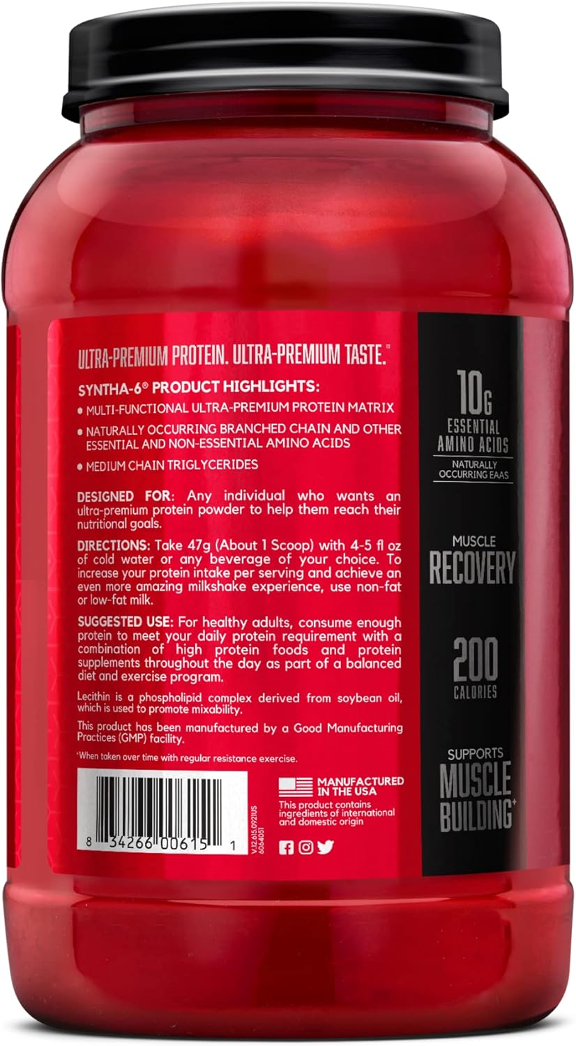 BSN SYNTHA-6 Whey Protein Powder, Strawberry Milkshake, 28 Servings U100240