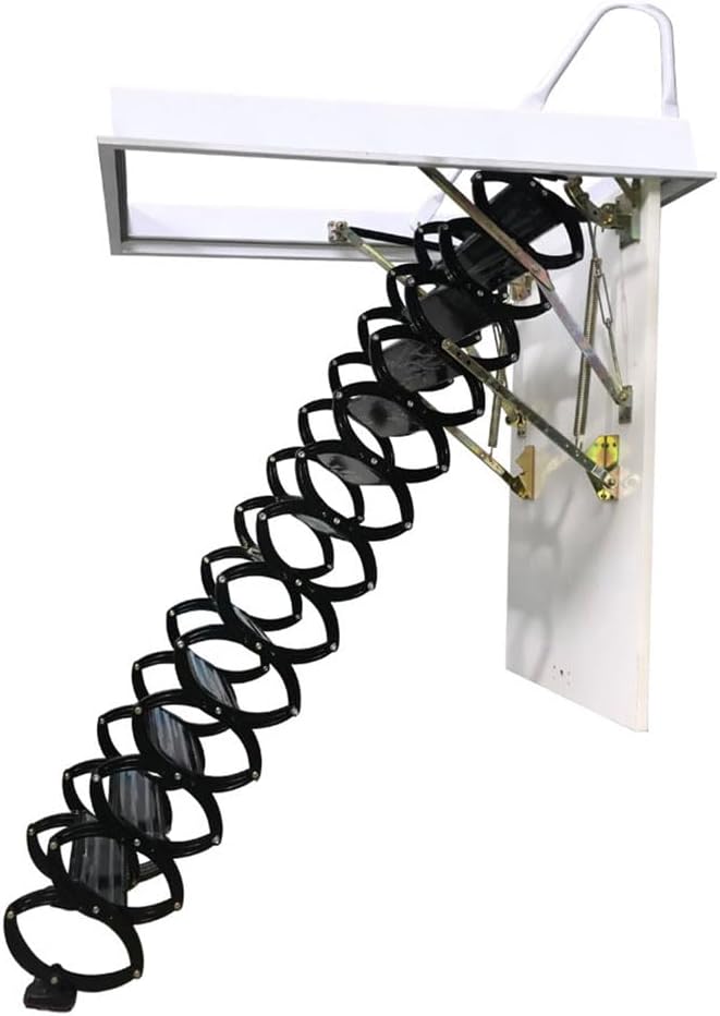 TECHTONGDA Attic Loft Ladder Stairs 10.5 Ft, 13 Steps Folding, Al-Mg Alloy, Black H148