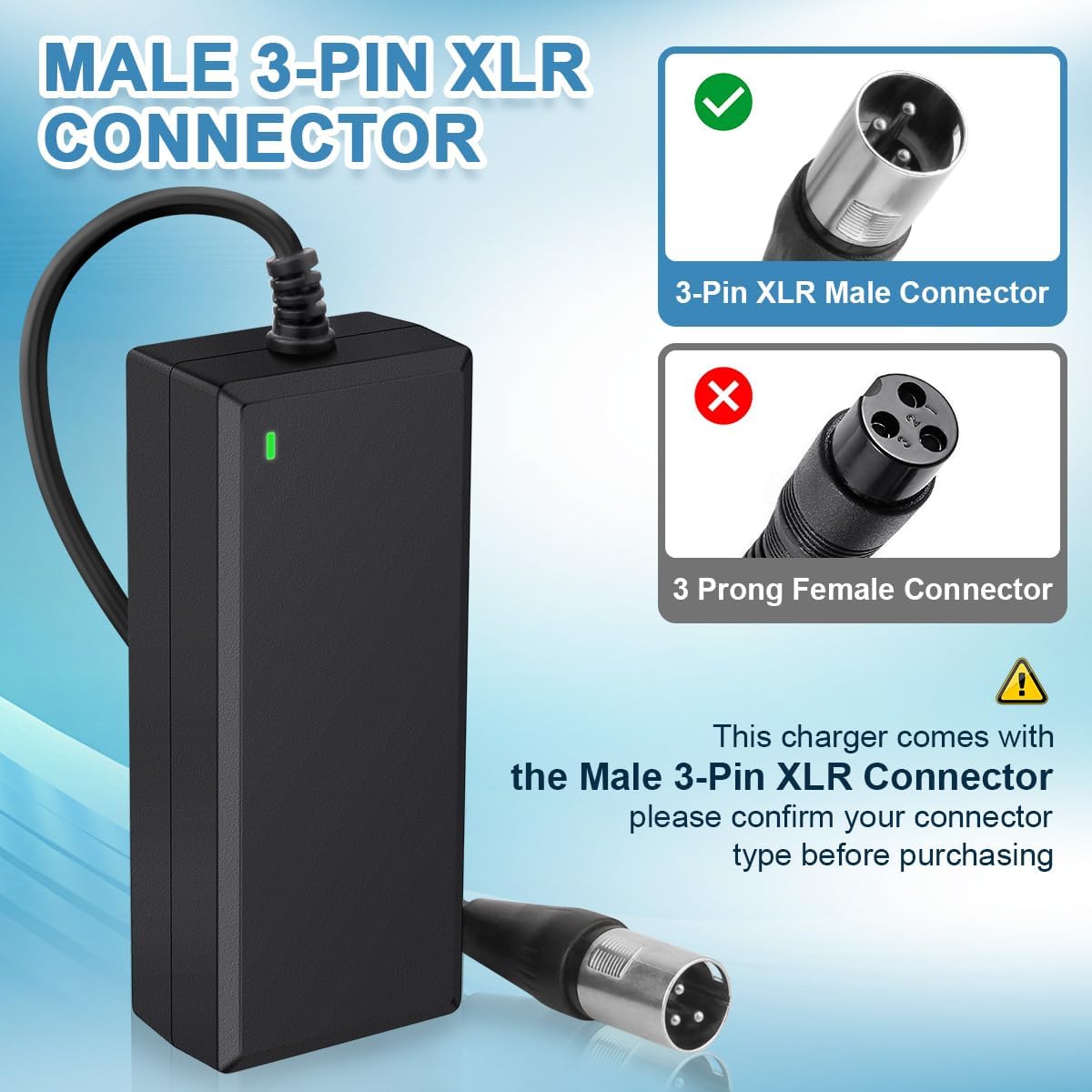 24V 2A XLR Electric Scooter Battery Charger for Go-Go Elite Traveller Plus and Ezip Mountain Trailz P30959