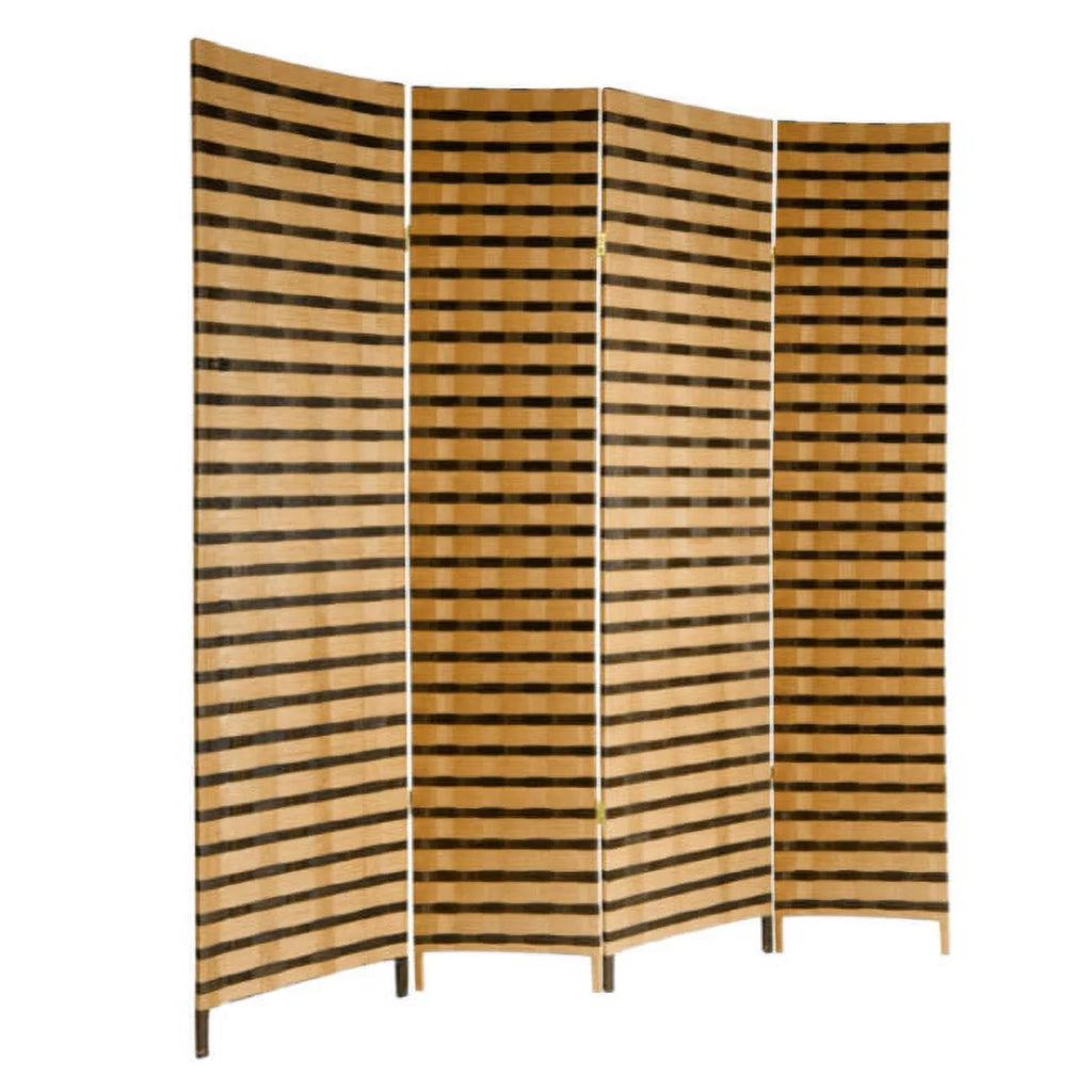 Oriental Furniture 6 ft. Tall Two Tone Natural Fiber Room Divider 4 Panel T8815