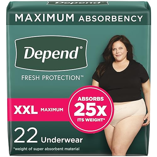 Depend Fresh Protection Adult Incontinence & Postpartum Bladder Leak Underwear for Women, Disposable, Maximum, Medium, Blush, 30 Count, Packaging May Vary