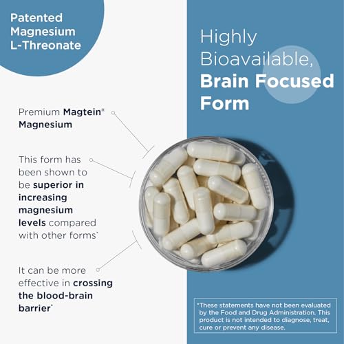 NeuroMag Magnesium L-Threonate - Magtein Brain Health Supplement, 90 Vegan Capsules V28143