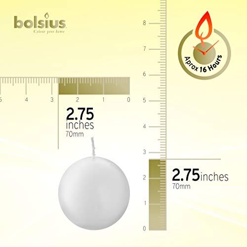 Bolsius White Ball Candles 2.75 Inch Unscented Set of 10 I36774