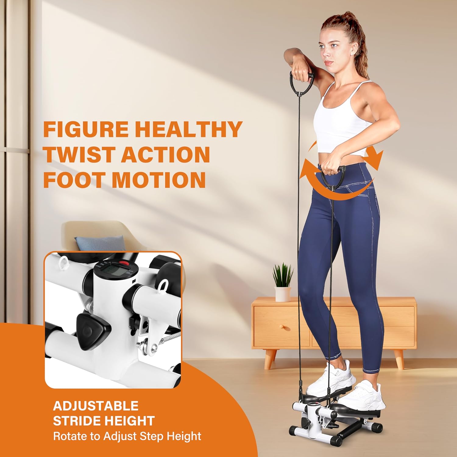 YSSOA Mini Stepper with Resistance Band, 120KG Load O356