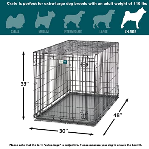 MidWest Homes for Pets XL Dog Crate Folding Metal with Divider Panel, 48L x 30W x 33H X9991
