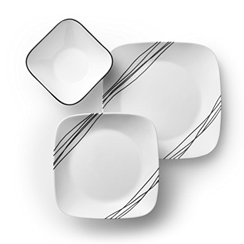 Corelle Vitrelle 18-Piece Dinnerware Set for 6 with 2-Pack Serving Bowls, White V287