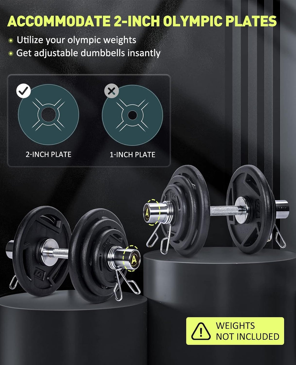 Pair of 16" Olympic Dumbbell Handles with 2 Spring Collars P461318