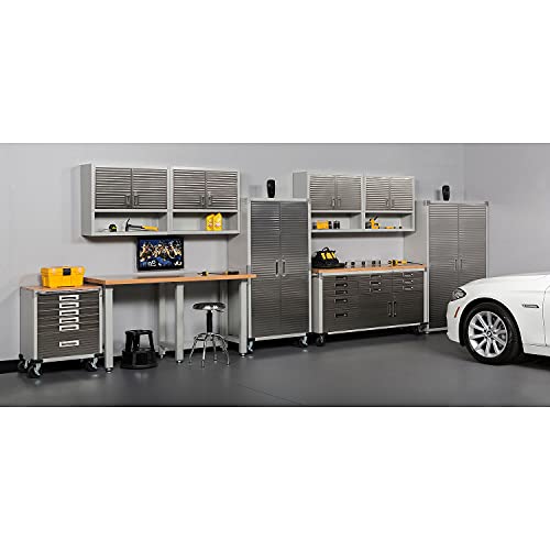 Seville Classics UltraHD Rolling Cabinet Workbench with Solid Wood Top, 12-Drawer T371