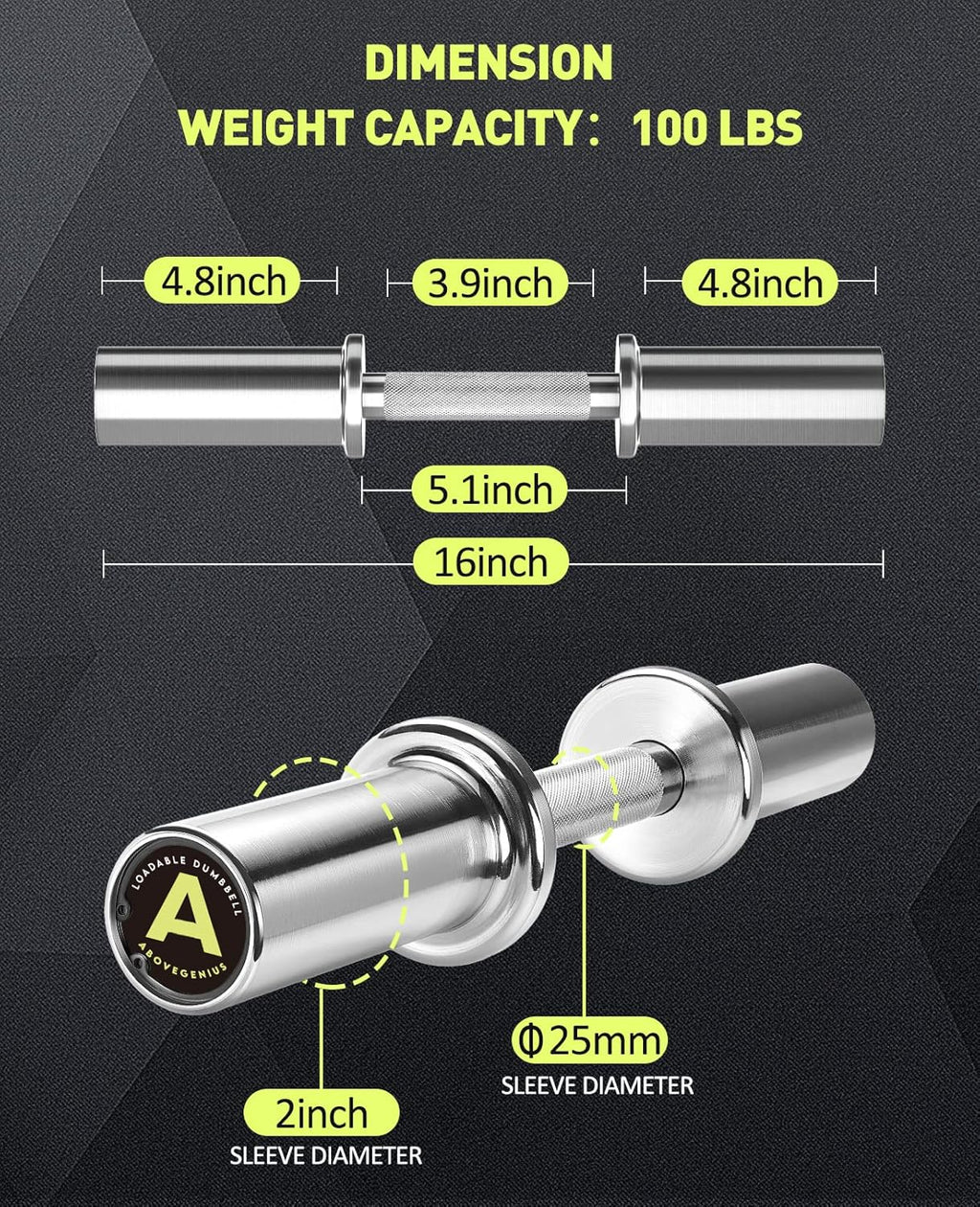 Pair of 16" Olympic Dumbbell Handles with 2 Spring Collars P461318