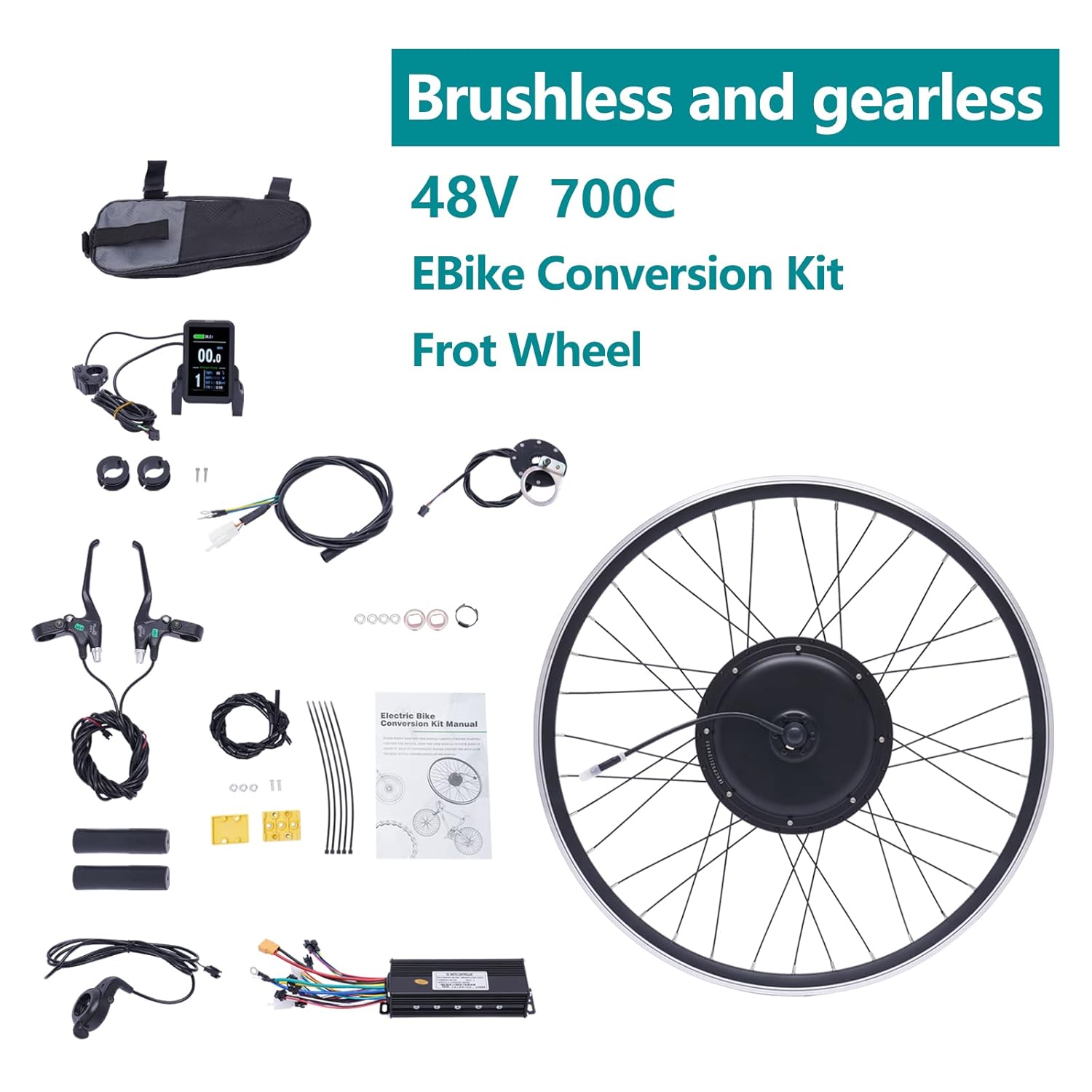 48V 1000W Electric Bicycle Front Hub Motor Conversion Kit for 700C Ebike S800