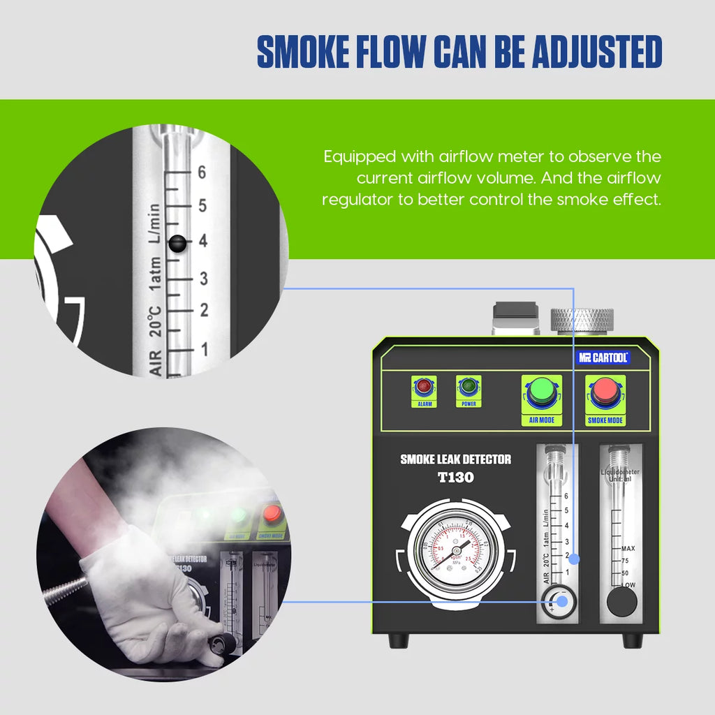 T130 Auto Smoke Leak Detector EVAP Vacuum Smoke Machine Vehicle Diagnostic Tool V93718
