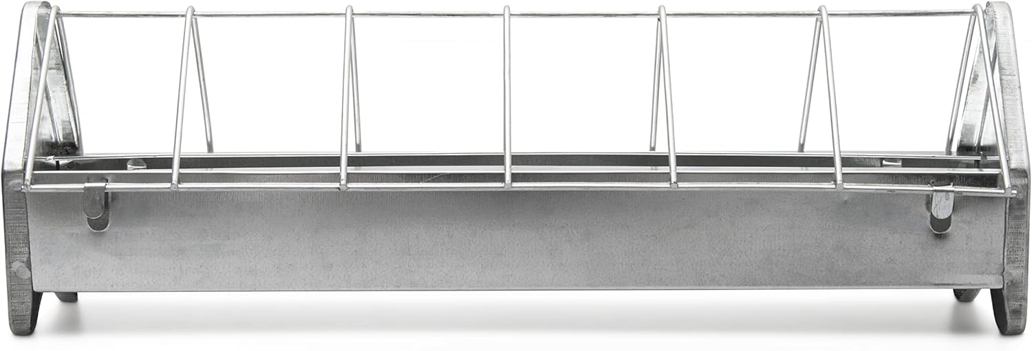 Galvanized Metal Chicken Feeder Trough 15" with Anti Roosting Guard G2347