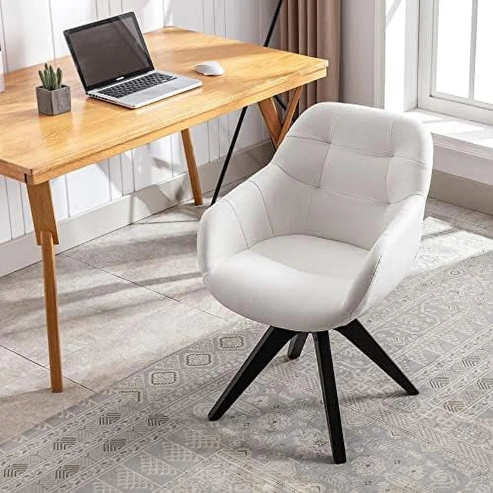 HOOMZNB Mid Century Modern Swivel Accent Chair with Wood Legs Light Grey R99366