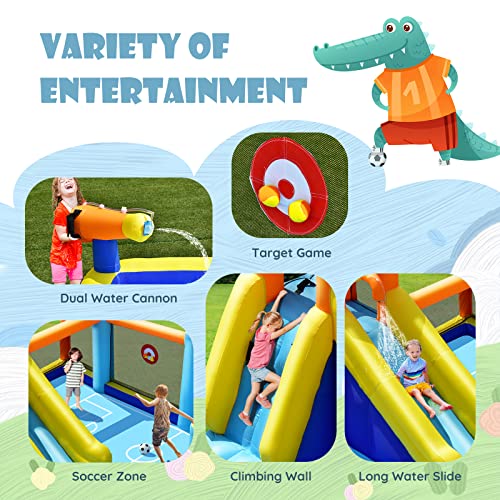 GLACER Inflatable Water Slide with Soccer Zone, Climbing Wall and Carry Bag I3396