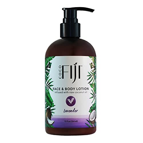 Coco Fiji Face & Body Lotion Infused With Coconut Oil | Lotion for Dry Skin | Moisturizer Face Cream & Massage Lotion for Women & Men | Fragrance Free 12 oz, Pack of 1