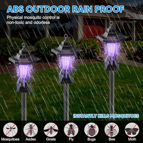 4 Pack Solar Bug Zapper Outdoor Waterproof Mosquito Repellent Trap J72263