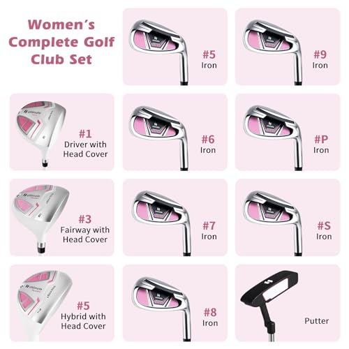 Tangkula 12-Piece Women’s Complete Golf Club Set Right Hand with Cart Bag M185757