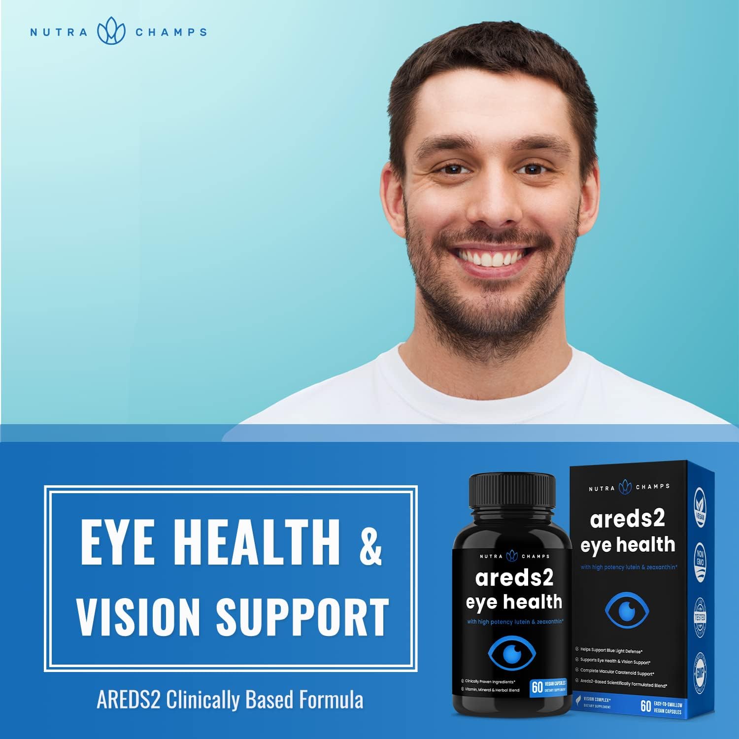 AREDS 2 Eye Support Vitamins with Lutein, Zeaxanthin & Bilberry, 60 Capsules H220