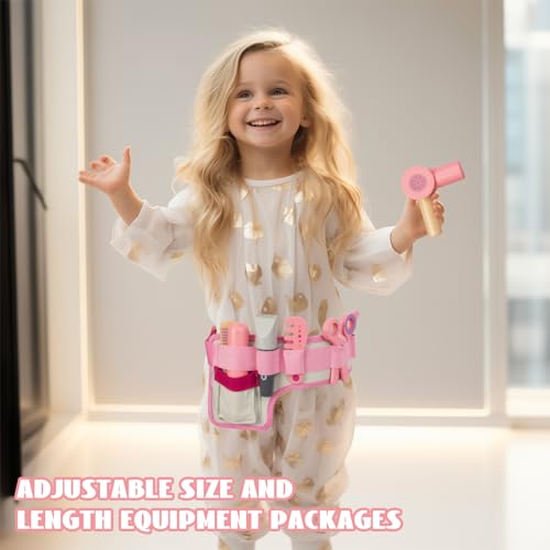 Wooden Hair Salon Toys for Girls Pretend Play Set with Blow Dryer and Styling Accessories Q445