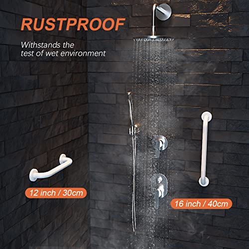 2 Pack 24 Inch Anti-Slip Shower Grab Bars with Rubber Grip, iMomwee Chrome Stainless Steel Bathroom Handrail E340579