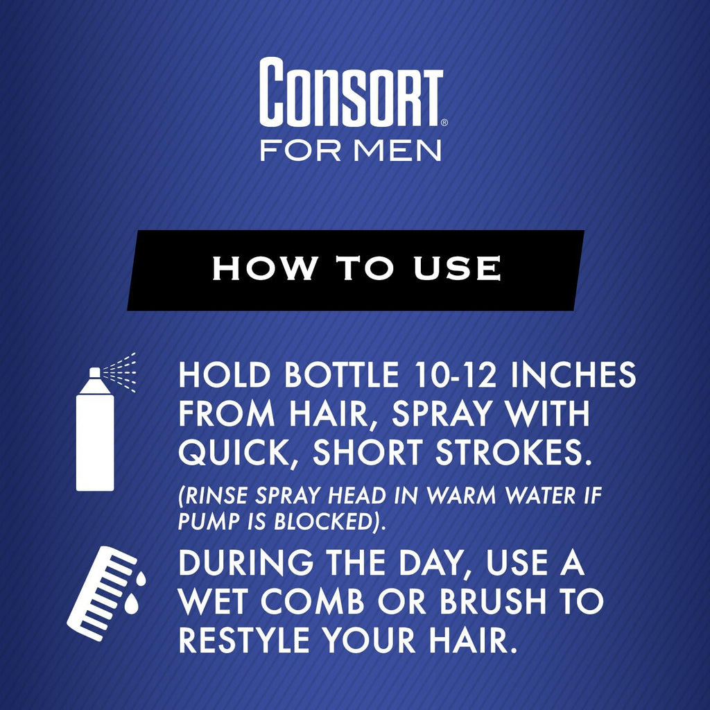 Consort Hair Spray for Men, Extra Hold, Unscented, Non-Aerosol, 8 fl oz F237
