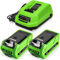 2-Pack 40 Volt 6.0Ah Lithium ion 29462 29472 Battery and 29482 Charger Compatible with Greenworks 40V Battery 29462 29472 G-MAX Power Tools 29252 20202 22262 25312 25322 20642 22272 27062