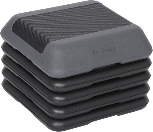 16"" x 16"" Adjustable Height Stepper Square Workout Aerobic Platform w/ 4 Risers, Grey&Black